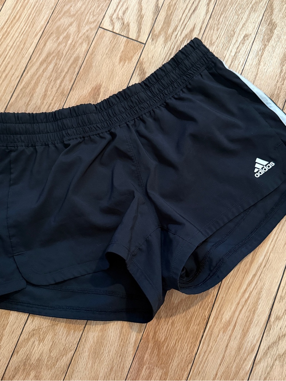 adidas Black Women's Athletic Shorts with White Trim